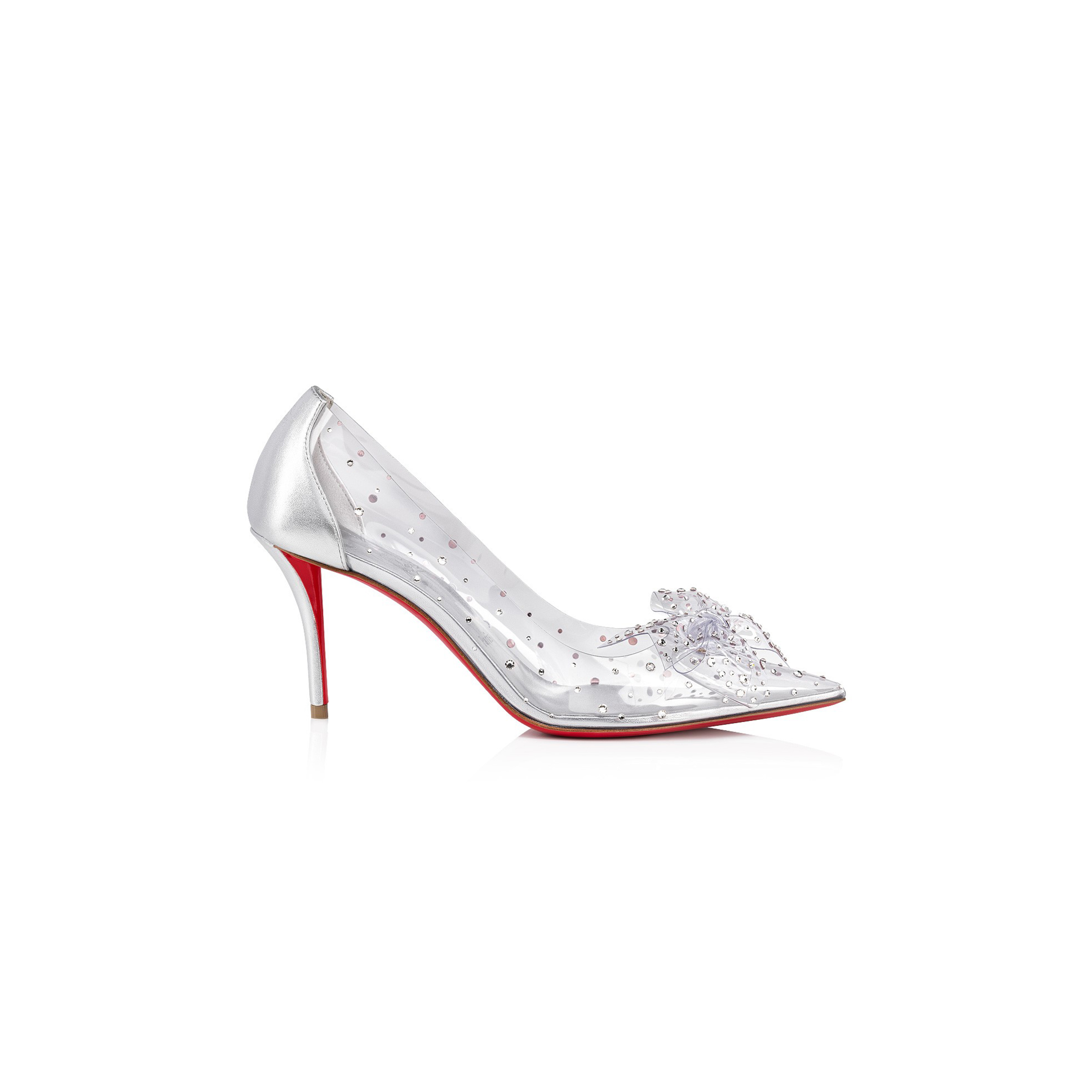 CHRISTIAN LOUBOUTIN JELLY STRASS 80 MM PUMPS - PVC, IRIDESCENT NAPPA LEATHER AND STRASS-SILVER-WOMEN 1240737S339 CHRISTIAN LOUBOUTIN JELLY STRASS 80 MM PUMPS - PVC, IRIDESCENT NAPPA LEATHER AND STRASS-SILVER-WOMEN 1240737S339
